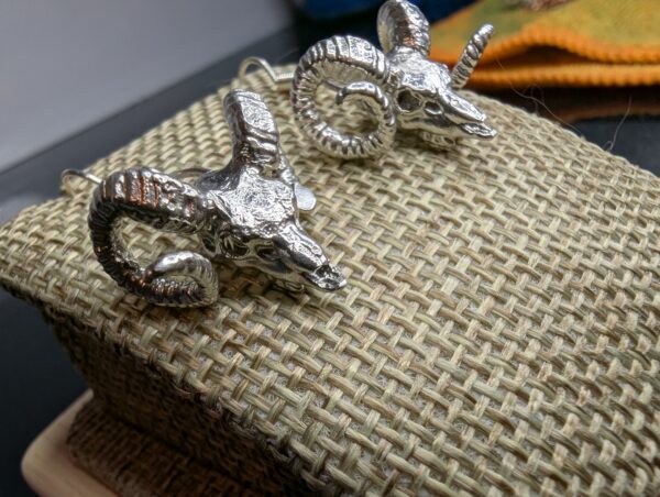 Ram Skulls in .999 Silver w/ Fish hook hangers